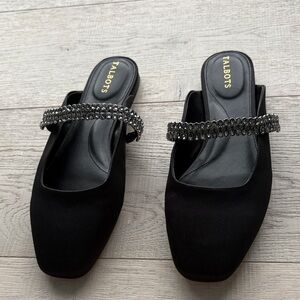 Talbots Black Crystal-Embellished Slide Mules